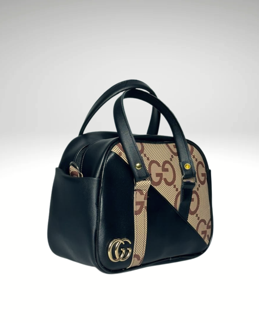 Mini Sac Boston en Noir & Marron