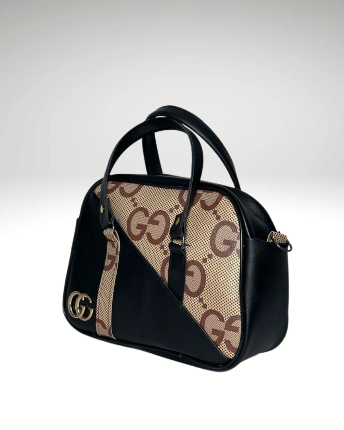 Mini Sac Boston en Noir & Marron