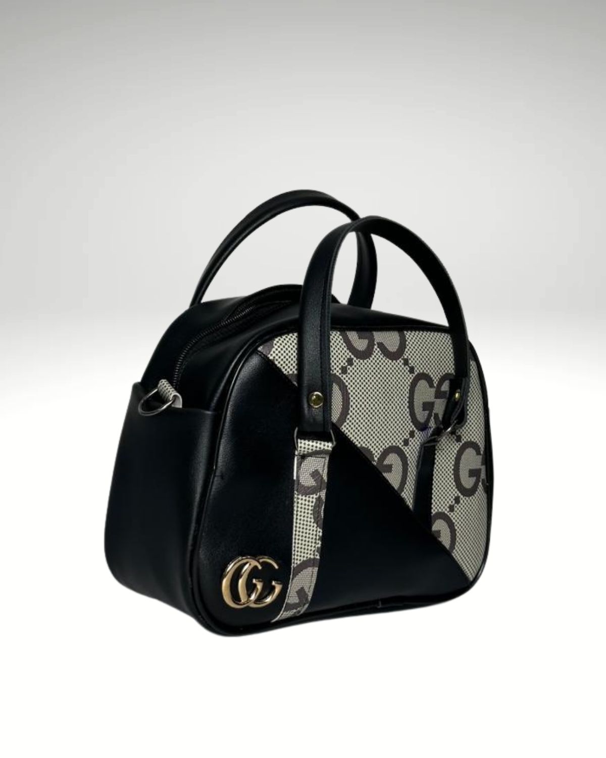 Mini Sac Boston en Noir & Gris